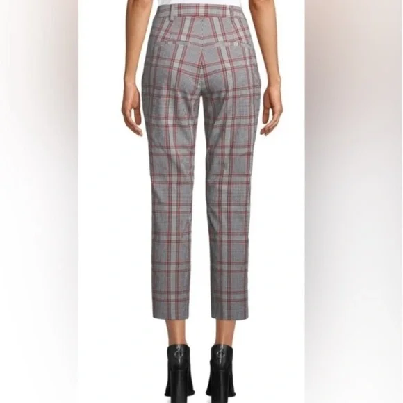 Veronica Beard Farrow Plaid Cropped Pants in Navy Rust Sz 6 - Picture 3 of 9